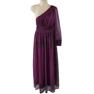 Elegant One-Shoulder Purple Dress